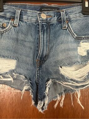 Aeropostale Light Blue Distressed Cutoff Denim Shorts